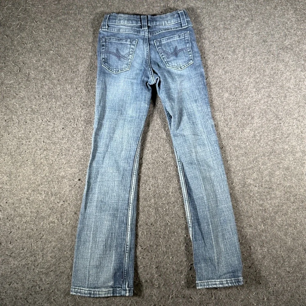 Wrangler Girls Slim Fit Bootcut Jeans Blue Medium Wash Adjustable Waist 8 Slim